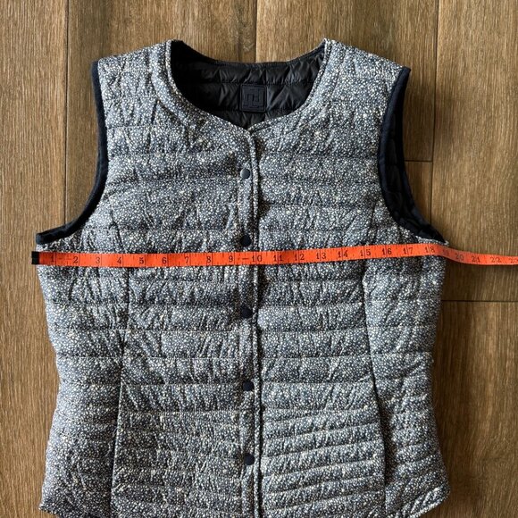 Devernois women's reversible (navy to navy & white) down sleeveless jacket sz S - Picture 5 of 9